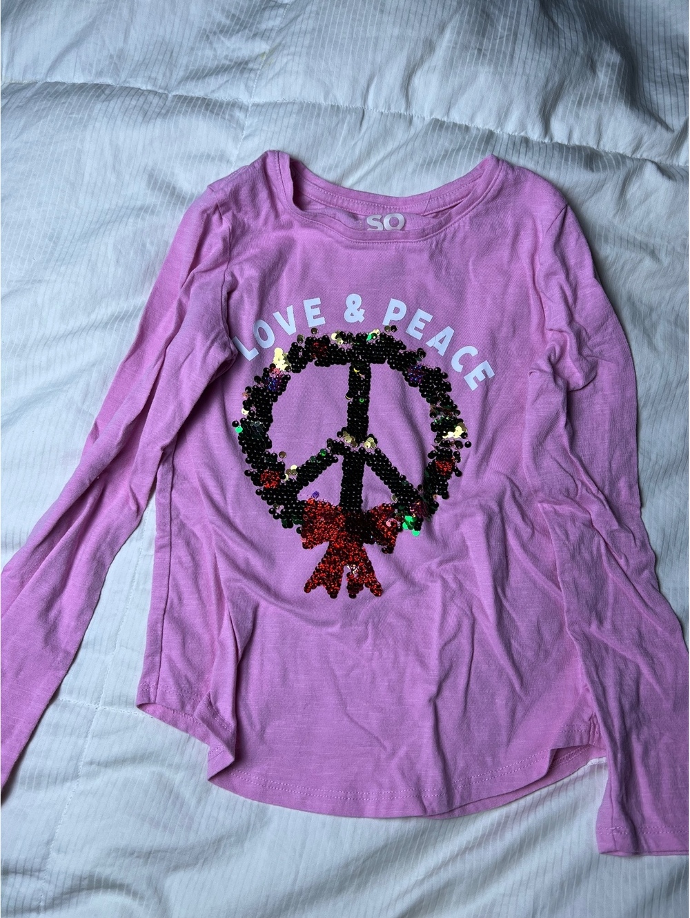 Girls Peace Holiday Wreath Top Size 7 Sequins